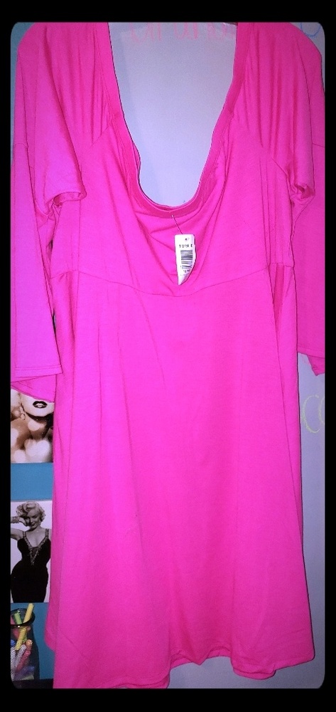 Hot pink dress.